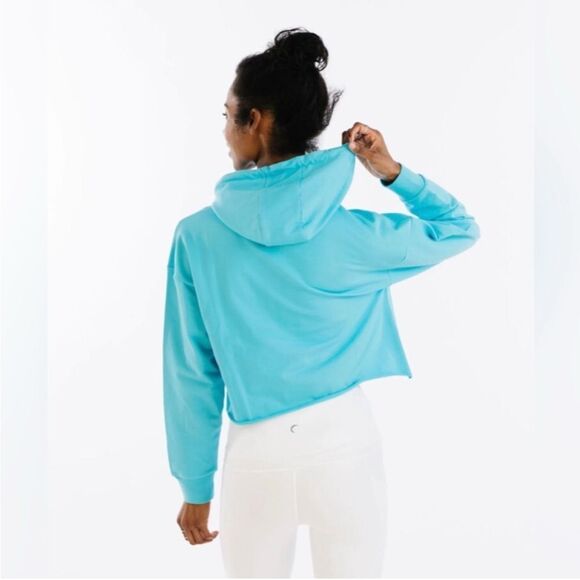 🌹ZYIA Sky Blue Cropped Boxy Hoodie - Picture 4 of 6